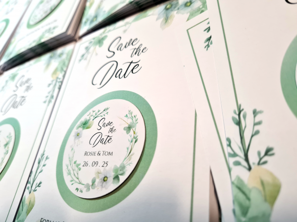 Spring Flowers in Sage Save the Date with magnet - Image 3