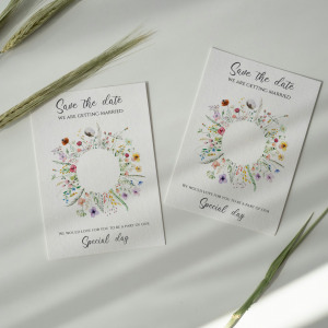 Wildflower Wreath Save the Date with magnet
