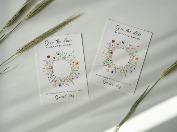 Wildflower Wreath Save the Date with magnet