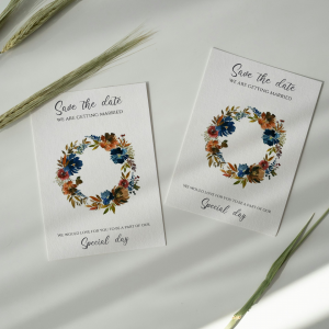 Autumn Flower Wreath Save the Date with Magnet