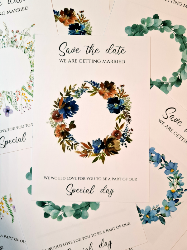 Autumn Flower Wreath Save the Date with Magnet - Image 2