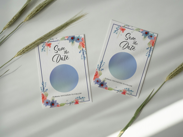 Spring Flowers in Red & Blue Save the Date with magnet