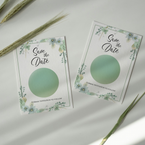 Spring Flowers in Sage Save the Date with magnet