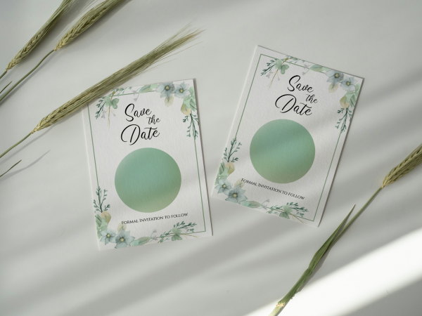 Spring Flowers in Sage Save the Date with magnet