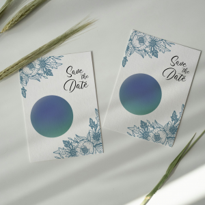 Blue Flower Save the Date with Magnet