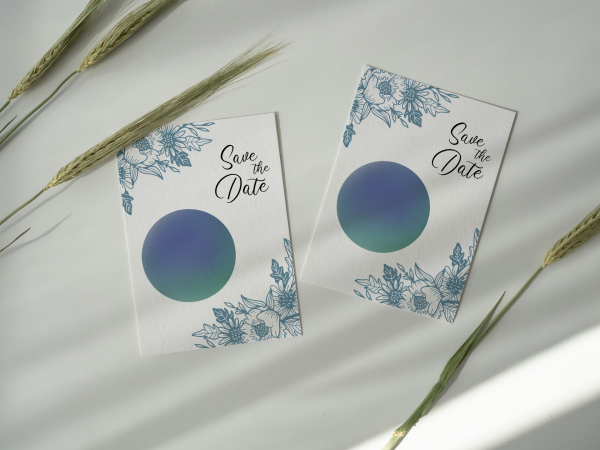 Blue Flower Save the Date with Magnet