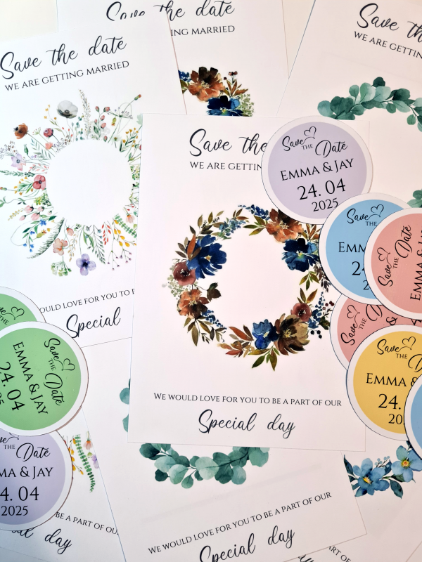 Autumn Flower Wreath Save the Date with Magnet - Image 3