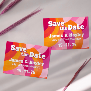 Funky Disco Themed Save the Date Card