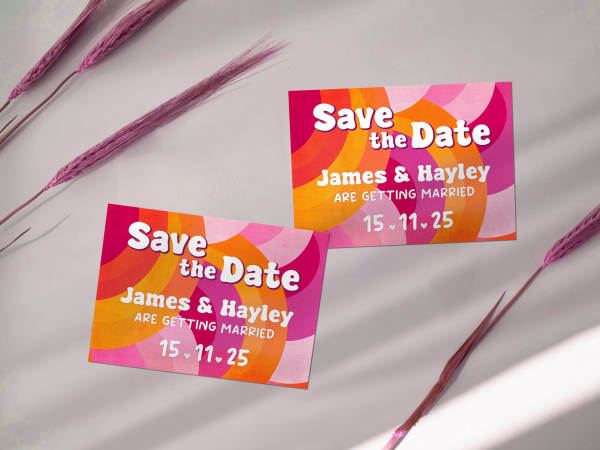 Funky Disco Themed Save the Date Card